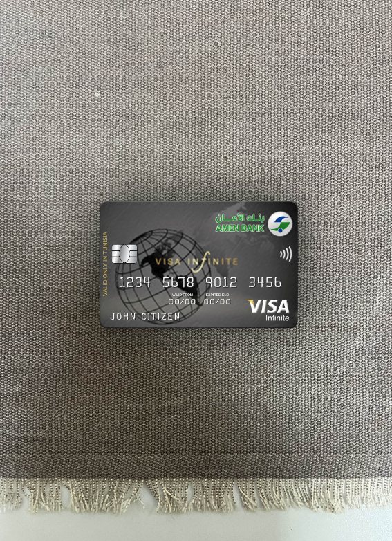 Download Tunisia Amen Bank infinite visa card photolook front Photoshop template